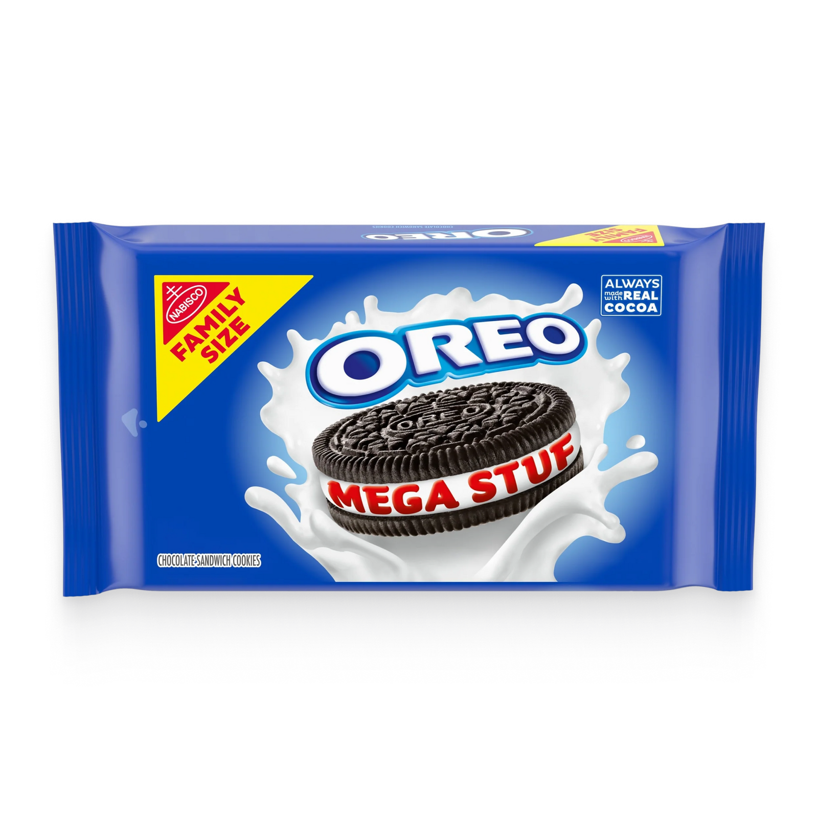 Mega Stuf Chocolate Sandwich Cookies, Family Size D7