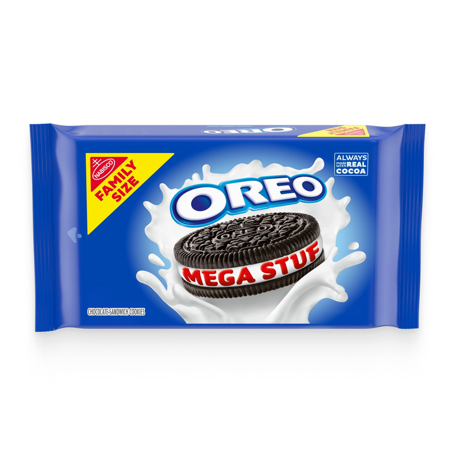Mega Stuf Chocolate Sandwich Cookies, Family Size D7