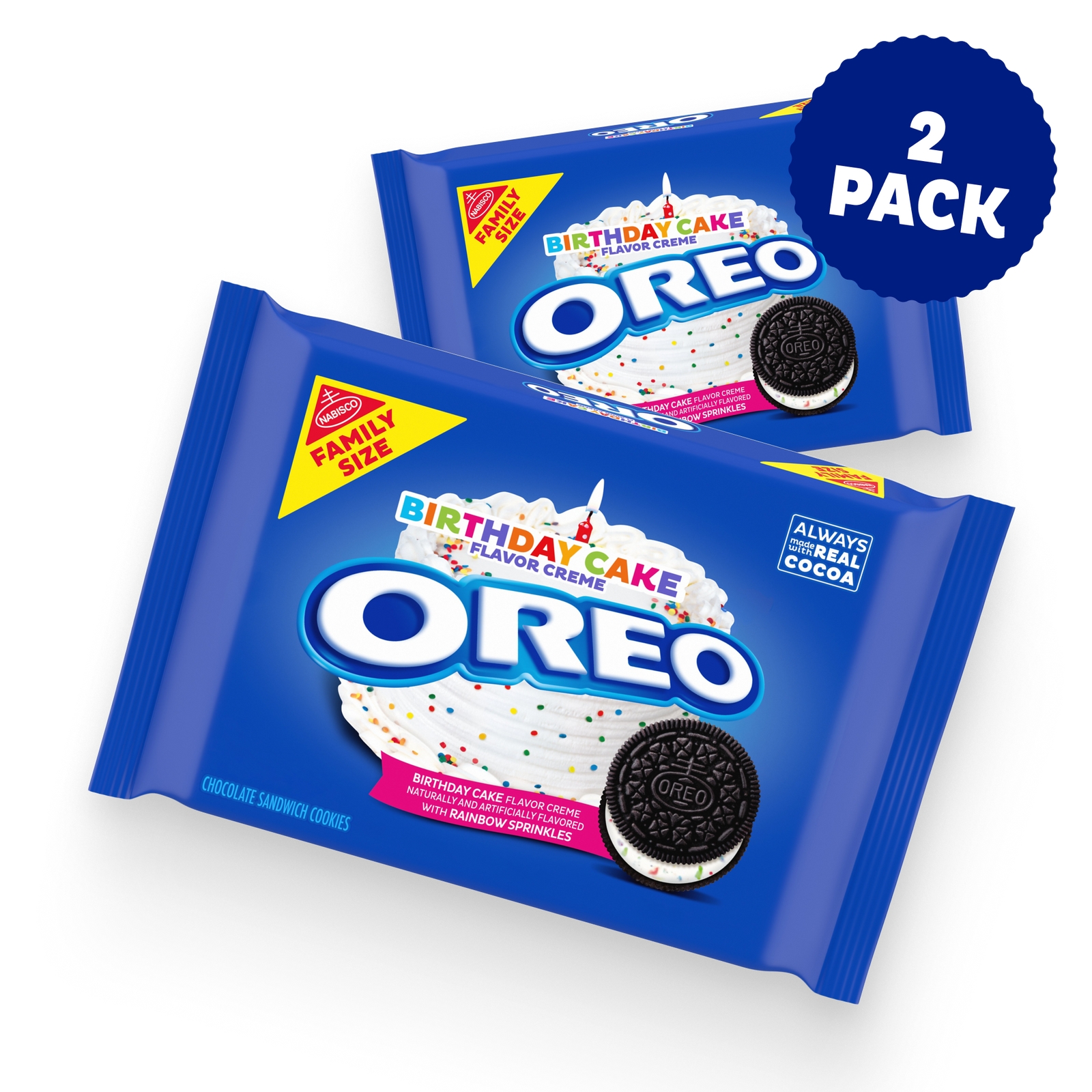 Birthday Cake Creme Chocolate Sandwich Cookies, Family Size, 2 Pack C9