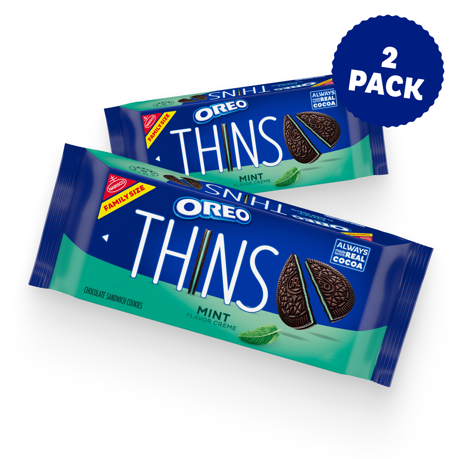 Thins Mint Creme Chocolate Sandwich Cookies, Family Size, 2 Pack B5