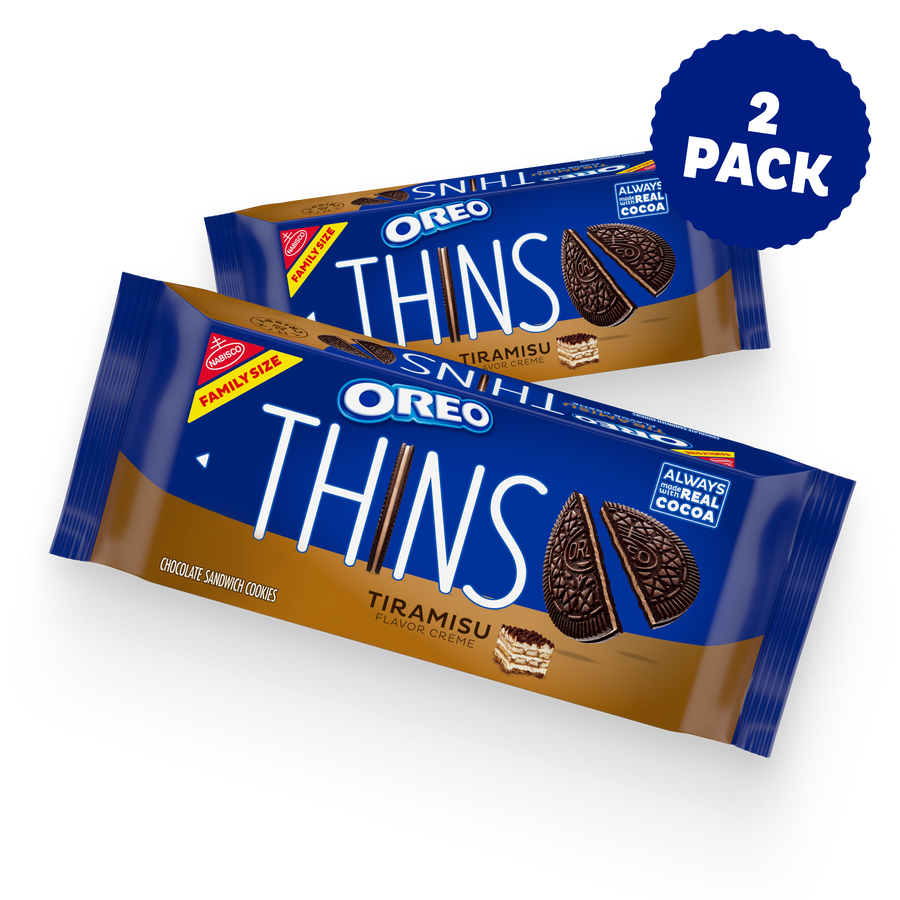 Thins Tiramisu Creme Chocolate Sandwich Cookies, Family Size, 2 Pack A0