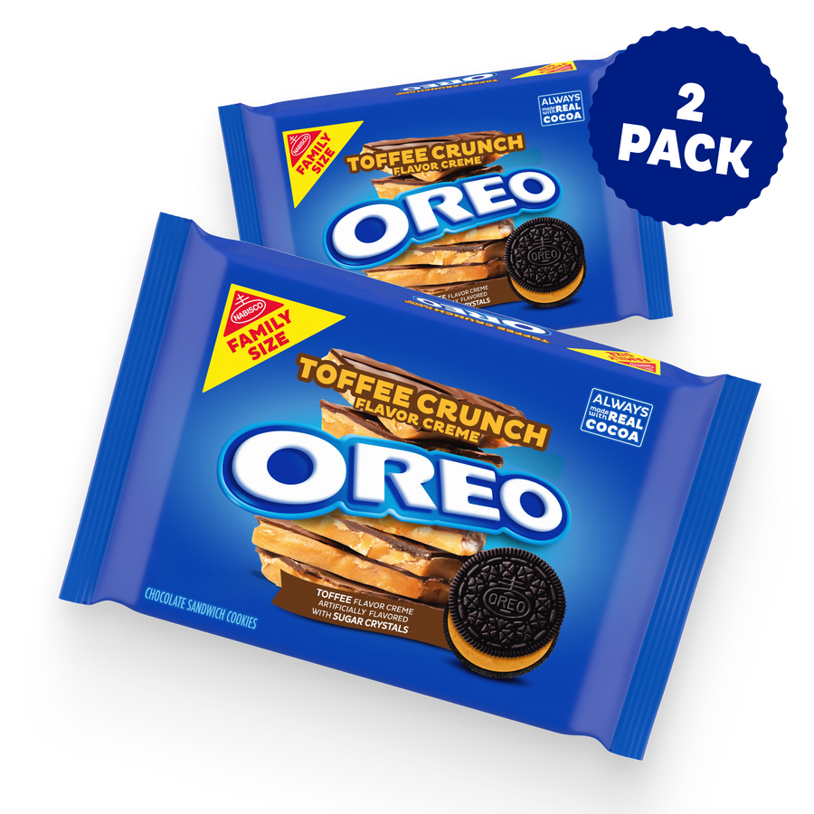 Toffee Crunch Creme With Sugar Crystals Chocolate Sandwich Cookies, Family Size, 2 Pack D2