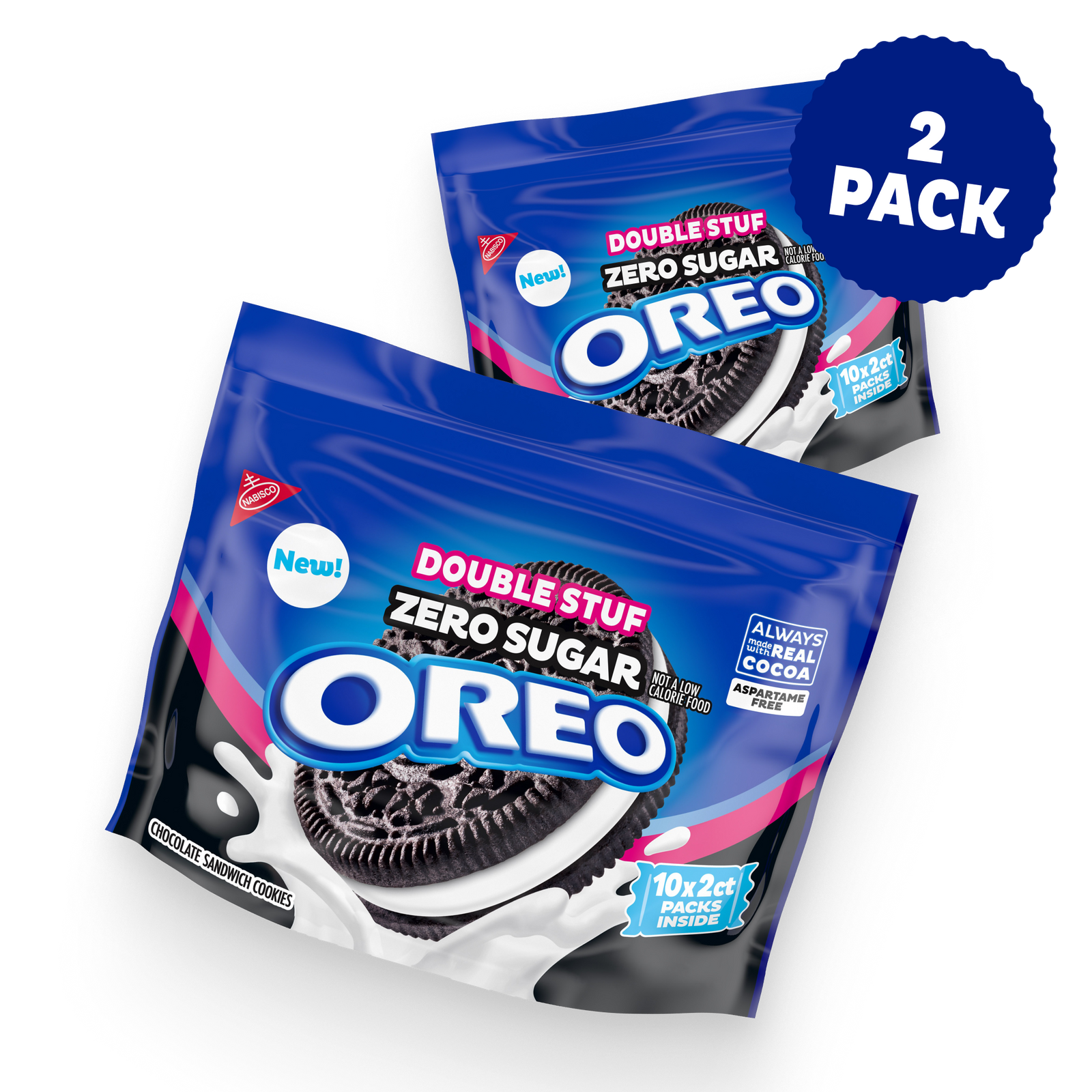 Zero Sugar Double Stuf Chocolate Sandwich Cookies, Snack Packs, 2 Pack B5