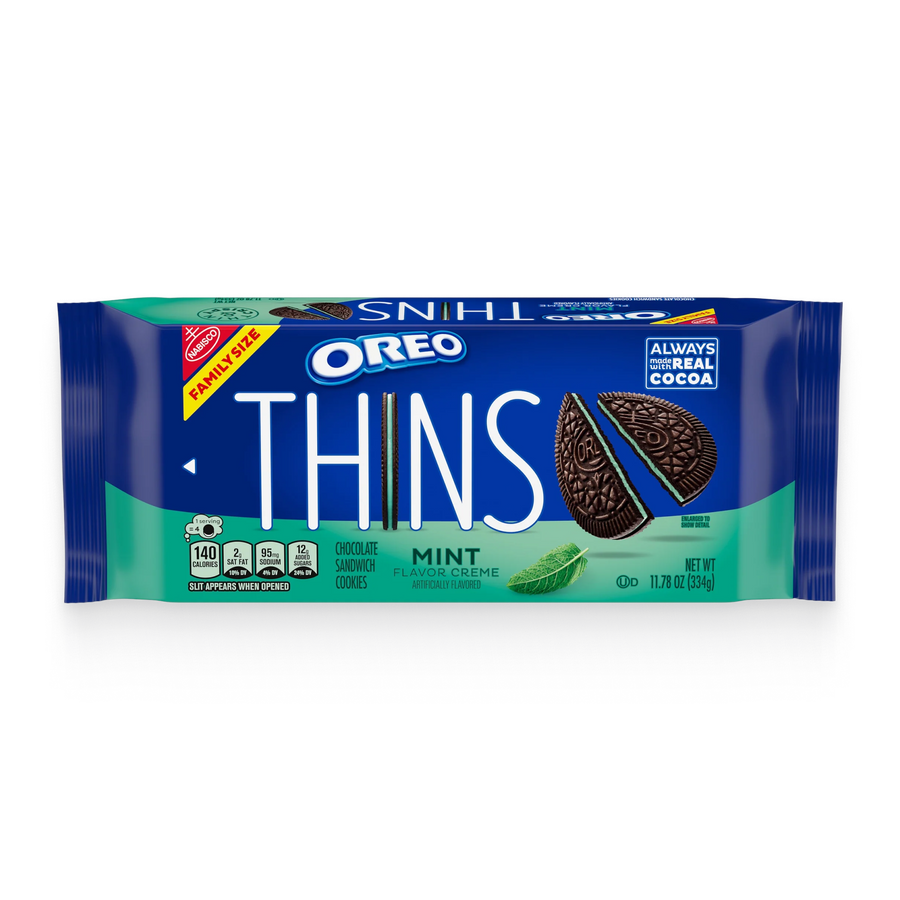 Thins Mint Creme Chocolate Sandwich Cookies, Family Size F6