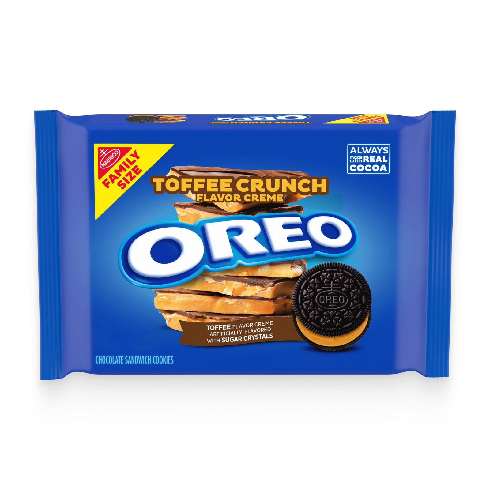 Toffee Crunch Creme With Sugar Crystals Chocolate Sandwich Cookies, Family Size B0